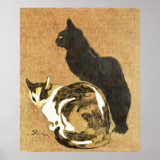  Art Nouveau Katten Paar, Zwart & Calico Poster (Voorkant)