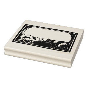 Art Nouveau katten Rubberstempel