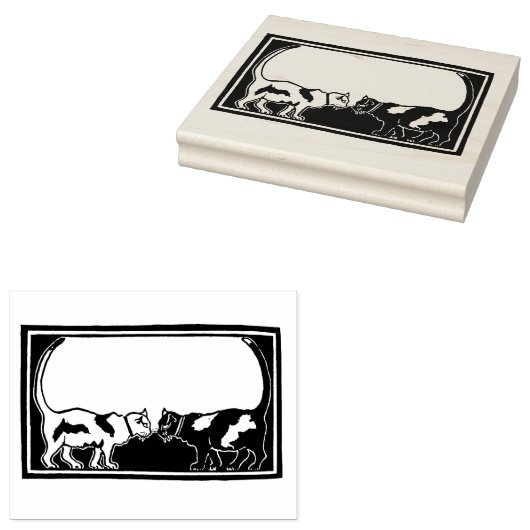 Art Nouveau katten Rubberstempel (Gestempeld)