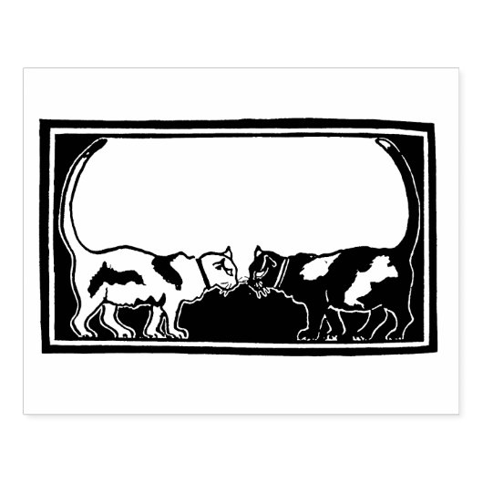 Art Nouveau katten Rubberstempel (Afrduk)