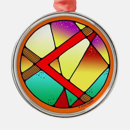 Art Nouveau Kenaz Rune van creativiteit Metalen Ornament (Voorkant)