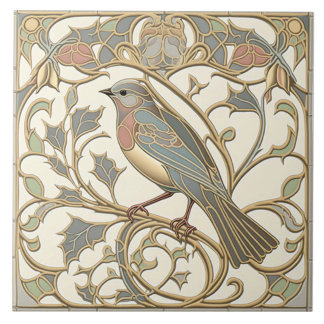 Art Nouveau keramiektegel met mozaïek vogelontwerp Tegeltje