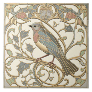 Art Nouveau keramiektegel met mozaïek vogelontwerp Tegeltje