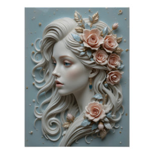 Art Nouveau Keramisch Portret Perfect Poster