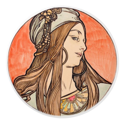 Art Nouveau Keramische Knop (Voorkant)