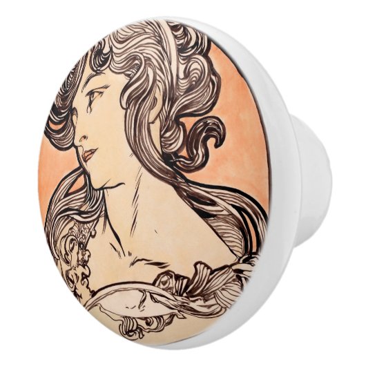 Art Nouveau Keramische Knop (Rechts)