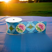 Art Nouveau Keramische Majolica Peranakan Bloemenc Satijnen Lint