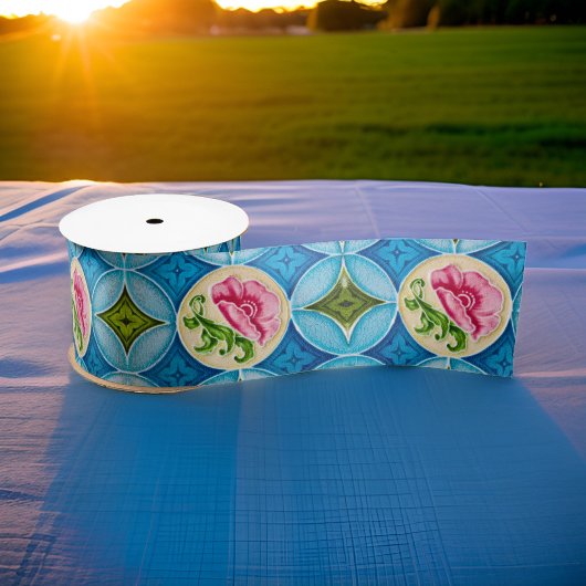 Art Nouveau Keramische Majolica Peranakan Bloemenc Satijnen Lint