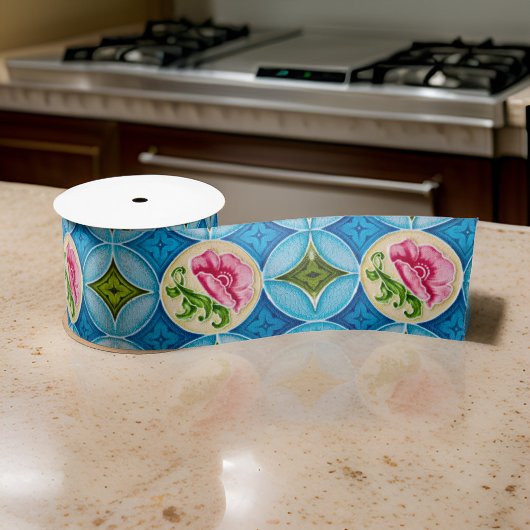 Art Nouveau Keramische Majolica Peranakan Bloemenc Satijnen Lint