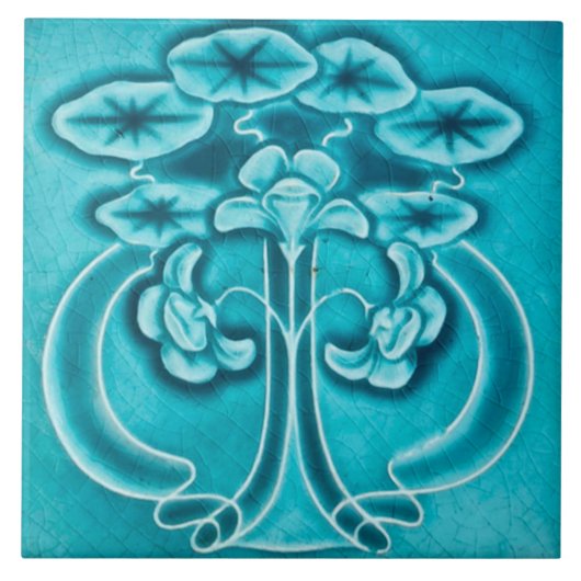 Art Nouveau Keramische Open Haard Wand tegel Tegeltje (Voorkant)