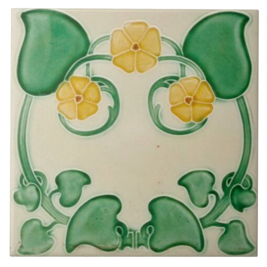 Art Nouveau Keramische Open Haard Wand tegel Tegeltje (Voorkant)