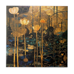 Art Nouveau keramische tegel met vintage bloemmoti Tegeltje