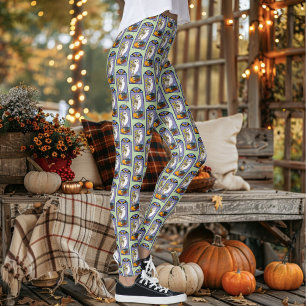 Art Nouveau Kerkuil Pompoenen Antieke Boeken Herfs Leggings