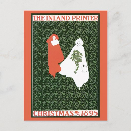 Art Nouveau Kerst 1895 Feestdagenkaart (Voorkant)