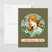 Art Nouveau Kerst Roos Vrouw Briefkaart (Voorkant / Achterkant)
