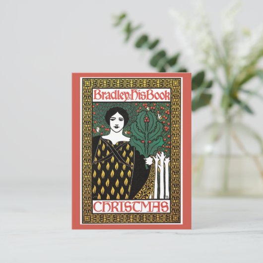  art nouveau kerstboekomslag feestdagenkaart (Staand voorkant)