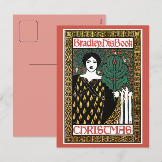  art nouveau kerstboekomslag feestdagenkaart (Voorkant / Achterkant)