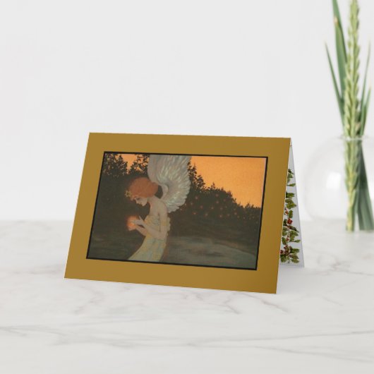 Art Nouveau Kerstengel Feestdagen Kaart (Voorkant)