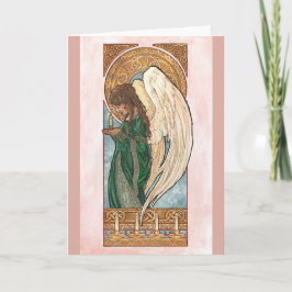 Art Nouveau kerstengel met kaars Feestdagen Kaart