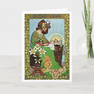 Art Nouveau Kerstmis Feestdagen Kaart