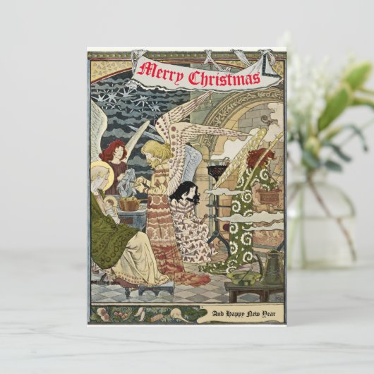  Art Nouveau Kerstmis Geboorte 1893 Feestdagenkaart (Staand voorkant)