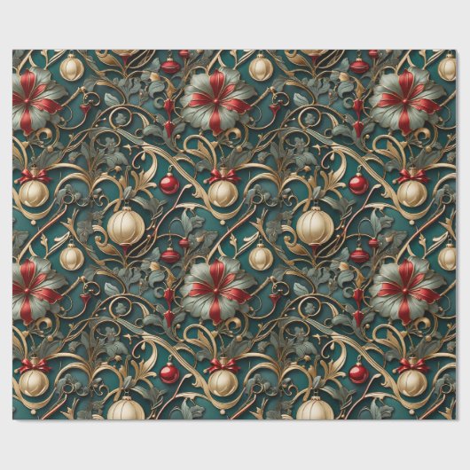 Art Nouveau Kerstmis | Inpakpapier (Vlak)