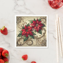  Art Nouveau Kerstpoinsettia Decoupage
