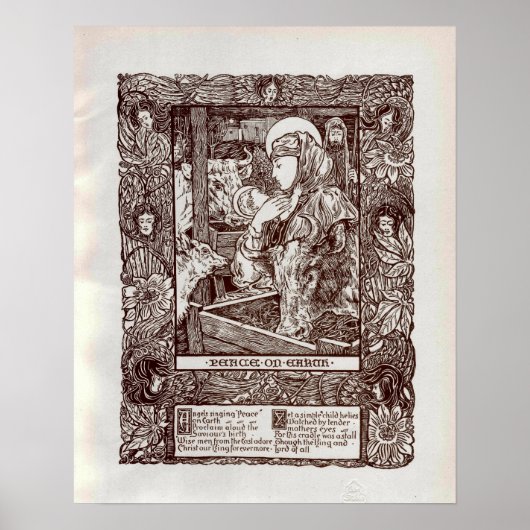 Art Nouveau Kerststal (1898) Poster (Voorkant)