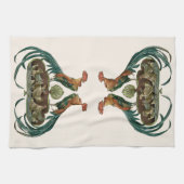 Art Nouveau kippen en hanen uit het verleden Theedoek (Horizontaal)