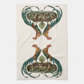 Art Nouveau kippen en hanen uit het verleden Theedoek (Verticaal)