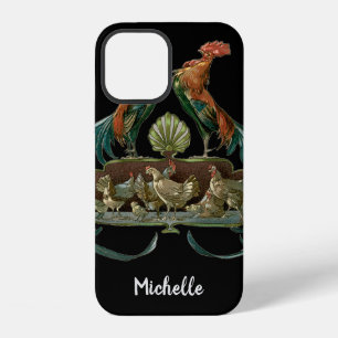 Art Nouveau Kippen en Hanen Vintage iPhone 12 Hoesje
