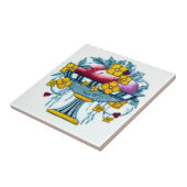 Art Nouveau Kitchen Tegel Design Flower and Fruit Tegeltje (Zijkant)