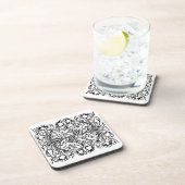 Art nouveau klaproos bloemenzwart wit elegant bier onderzetter (Rechterzijde)