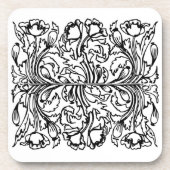 Art nouveau klaproos bloemenzwart wit elegant bier onderzetter (Voorkant)
