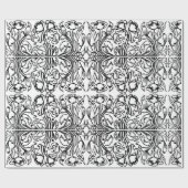 Art nouveau klaproos bloemenzwart wit elegant cadeaupapier (Vlak)