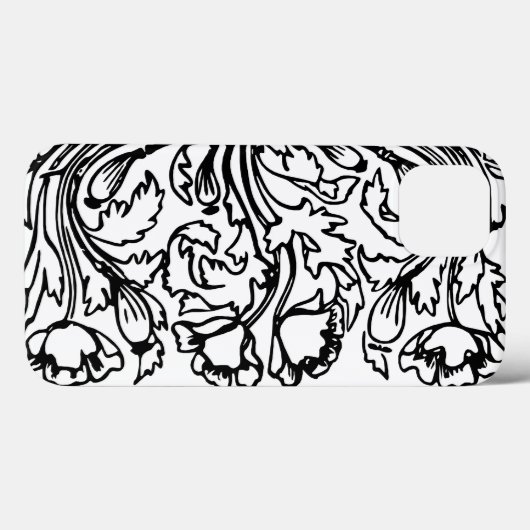 Art nouveau klaproos bloemenzwart wit elegant Case-Mate iPhone case (Achterkant (horizontaal))