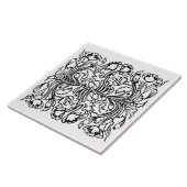 Art nouveau klaproos bloemenzwart wit elegant tegeltje (Zijkant)