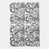 Art nouveau klaproos bloemenzwart wit elegant theedoek (Verticaal)