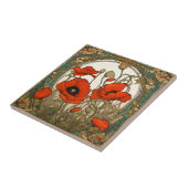 Art Nouveau Klaprozen Bloemen Tegeltje (Zijkant)