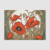 Art Nouveau Klaprozen Bloemen Tissuepapier (Voorkant)
