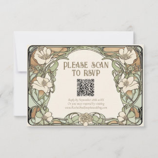 Art Nouveau Klassieke Bloem Bruiloft Reactiekaart RSVP Kaartje