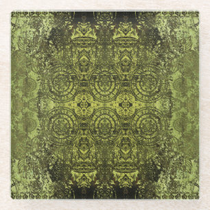 Art Nouveau: kleurrijk Ornament. Glazen Onderzetter