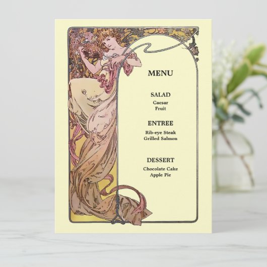 Art Nouveau Kleurrijke Bruiloft Menu (Staand voorkant)