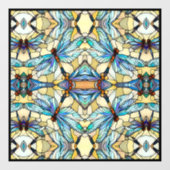 Art Nouveau Kleurrijke Dragonfly Faux Glas in lood Raamsticker (Vel)