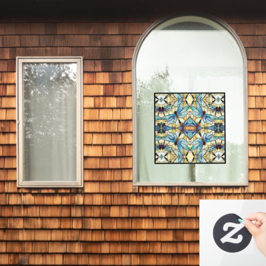 Art Nouveau Kleurrijke Dragonfly Faux Glas in lood Raamsticker (Huis Raam)