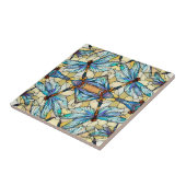 Art Nouveau Kleurrijke Dragonfly Faux Glas in lood Tegeltje (Zijkant)