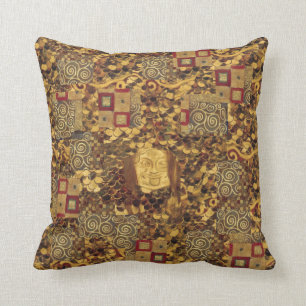 Art Nouveau Klimt Gold Brown Red Pillow Kussen
