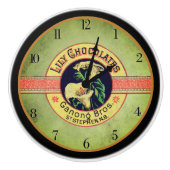 Art nouveau klok chocolade bedrijf advertentie keramische knop (Voorkant)