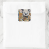 Art Nouveau Koala Beer Vierkante Sticker (Tas)