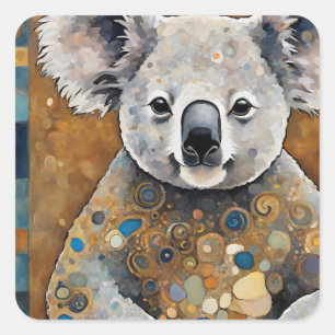 Art Nouveau Koala Beer Vierkante Sticker
